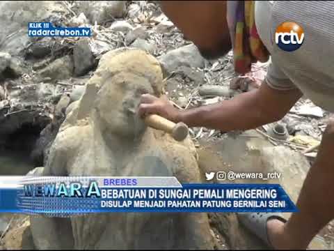 Bebatuan Di Sungai Pemali Mengering Disulap Menjadi Pahatan Patung Bernilai Seni