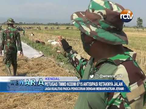 Petugas TMMD Kodim 0715 Antisipasi Retaknya Jalan