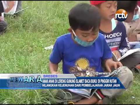 Anak-Anak Di Lereng Gunung Slamet Baca Buku Di Pinggir Hutan