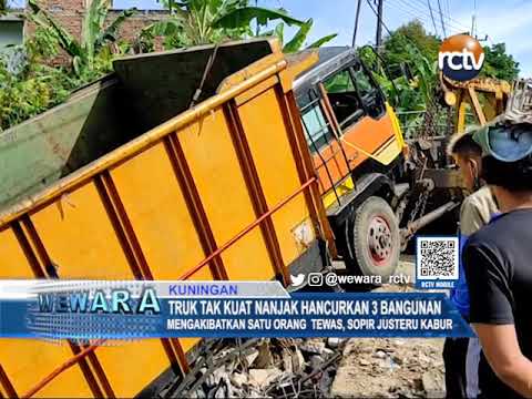 Truk Tak Kuat Nanjak Hancurkan 3 Bangunan