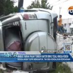 Minibus Tabrak Pagar Tembok Kantor BMKG Tegal Hingga Roboh