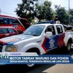 Motor Menerjang Warung dan Pohon