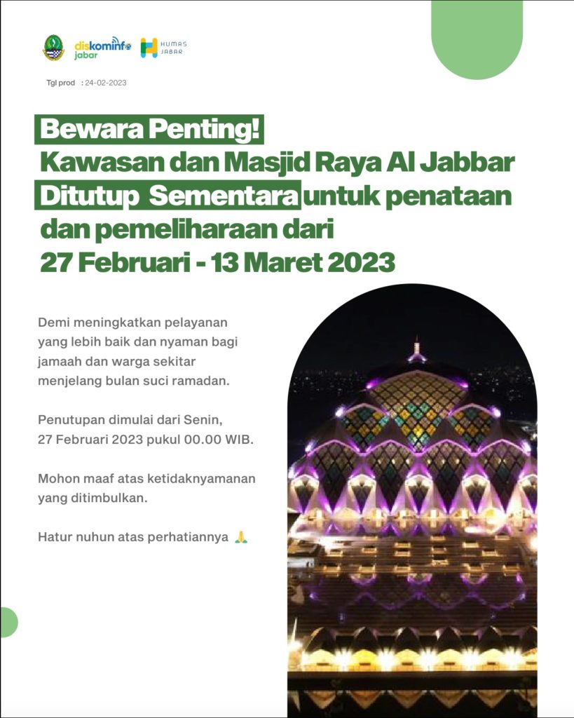 flayer penutupan masjid al jabar