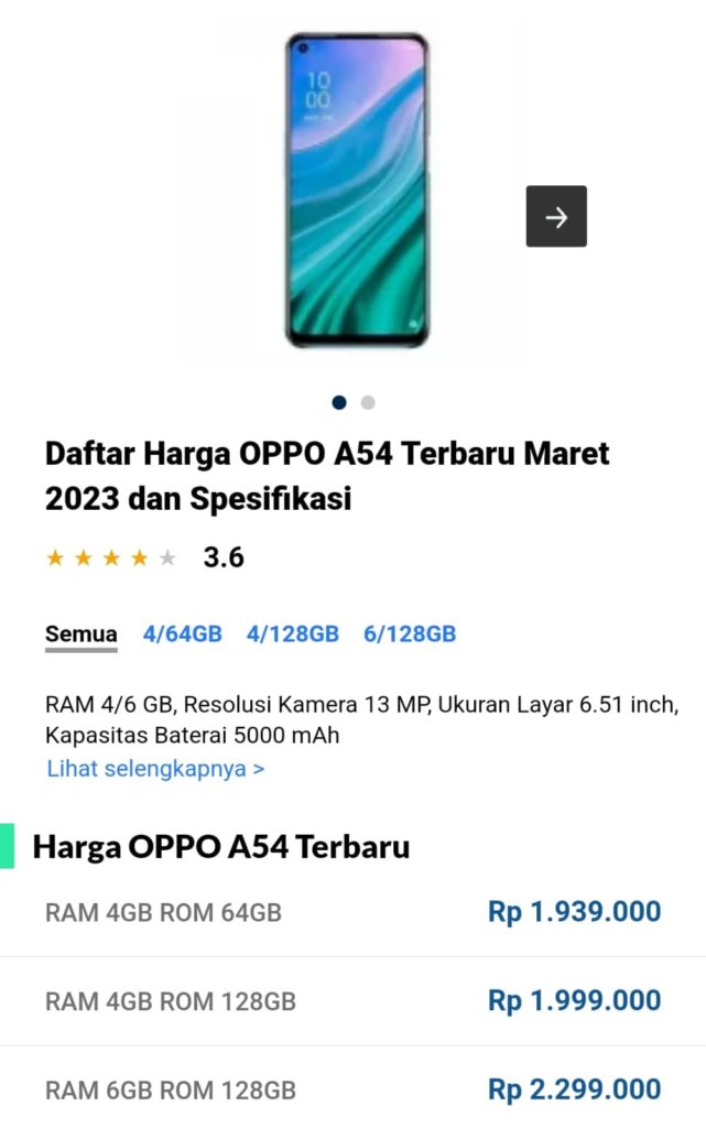 Spesifikasi HP Oppo A54 dan Harga Terbarunya di Tahun 2023