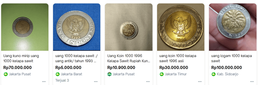 Harga Uang Kuno Indonesia (foto : Tokopedia)