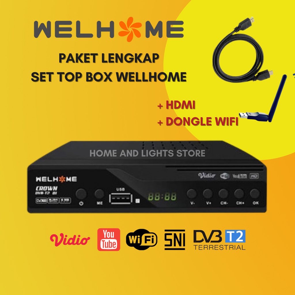 harga set top box welhome sangat murah dan terjangkau cuman 180 ribuan dan lengkap juga dengan tata cara penggunaan nya !