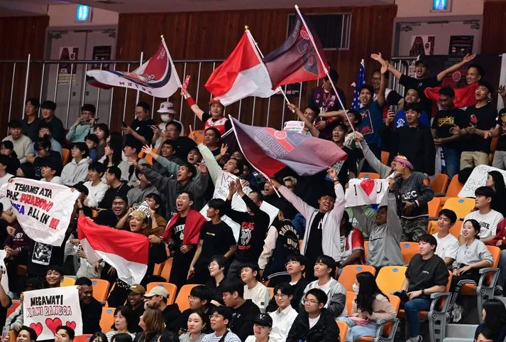 Megawati Hangestri dan Jung Kwan Jang Red Spark di Gwangju Pepper Stadium./KOVO