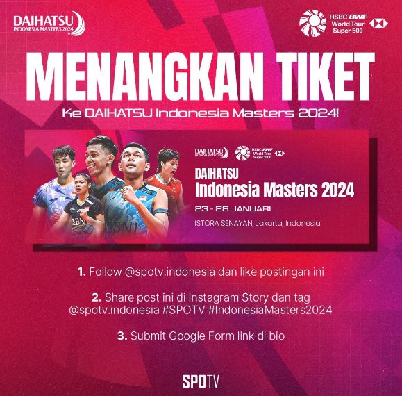 Tiket Nonton Daihatsu Indonesia Masters 2024 Gratis