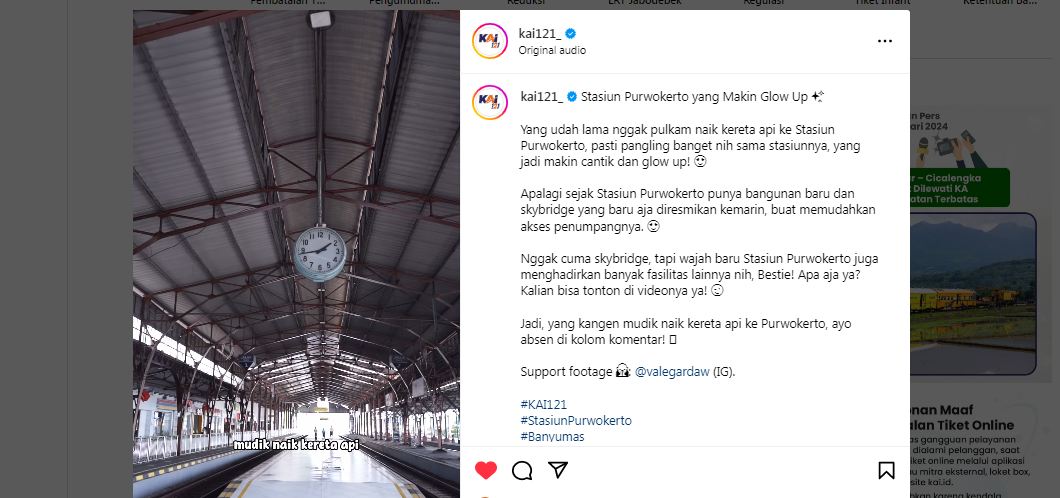 Stasiun Purwokerto Tampil Baru