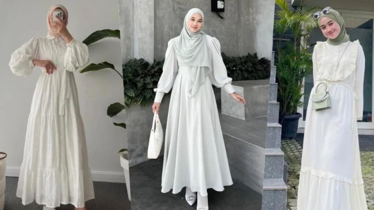 warna jilbab untuk gamis putih