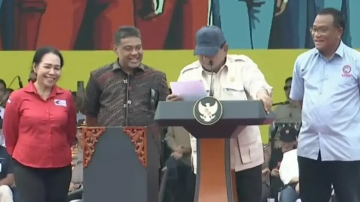 Presiden Prabowo saat hadir di Mayday Jakarta