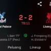Skor imbang Crystal vs Liverpool