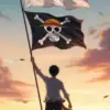 Ilustrasi Pengirbaran Benderan Indonesia dan One Piece