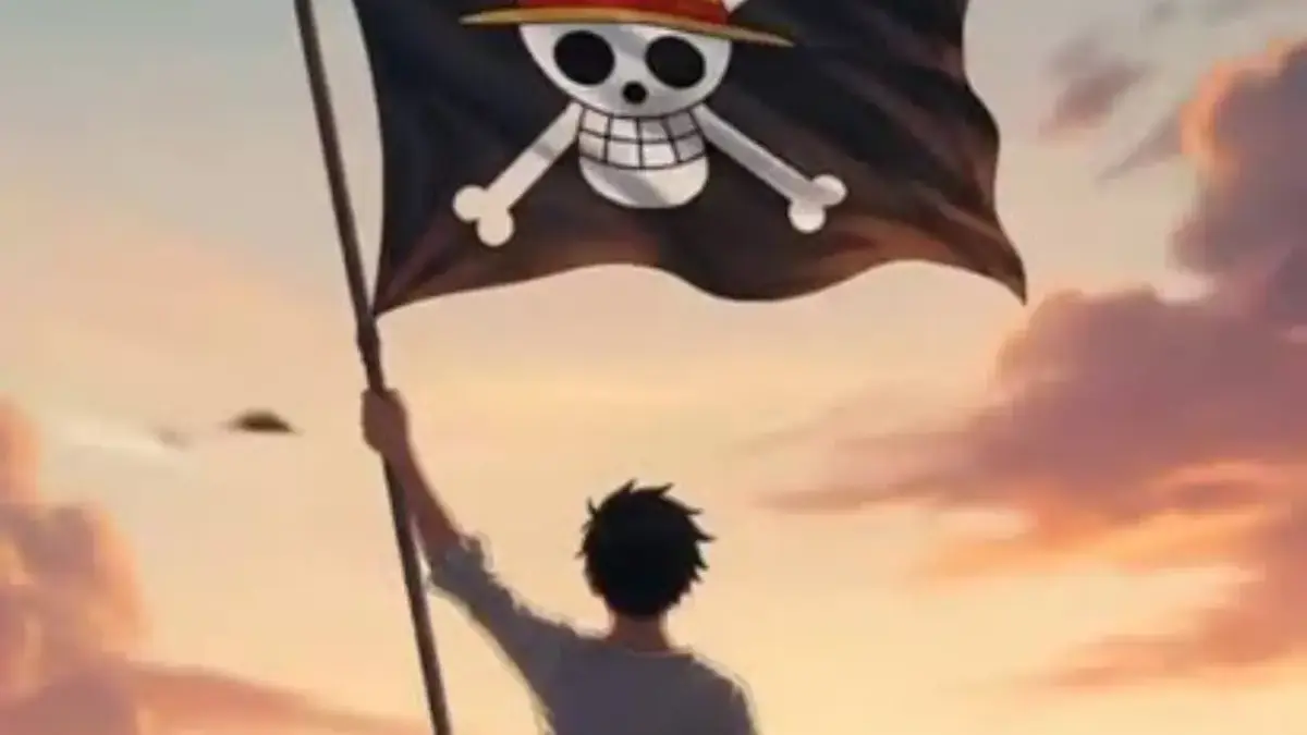 Ilustrasi Pengirbaran Benderan Indonesia dan One Piece