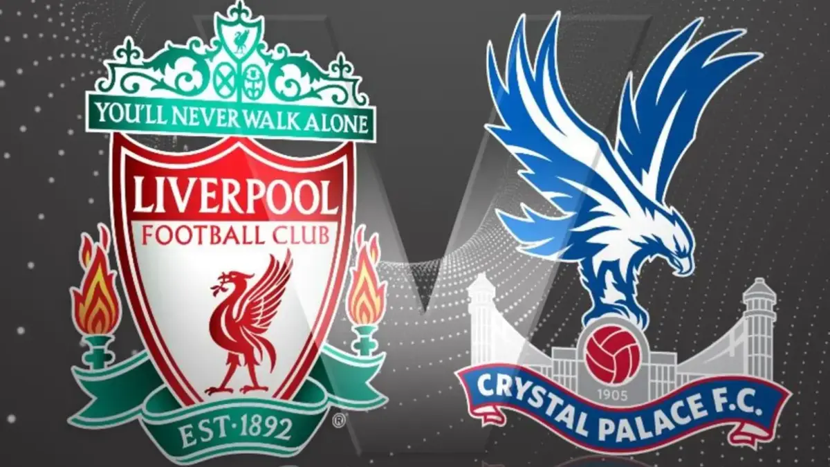 Logo Liverpool FC dan Crystal Palace FC menjelang laga Community Shield 2025.