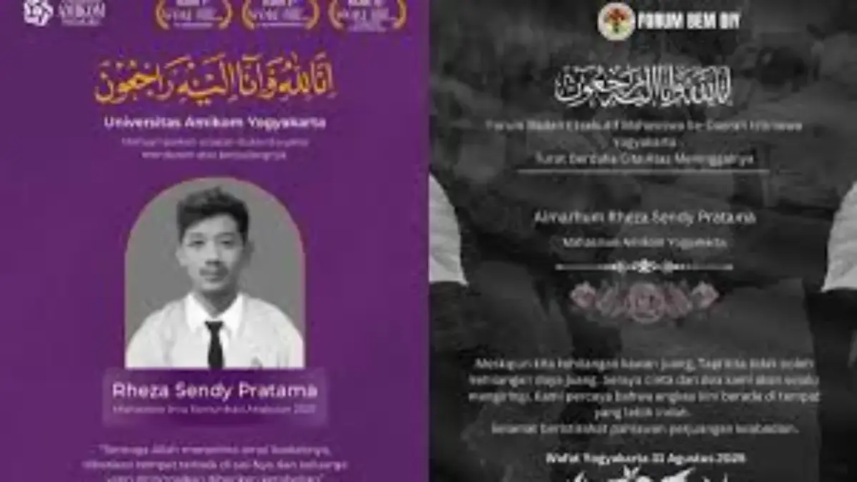 mahasiswa jogja meninggal dunia usai demo. Foto:tangkapan layar depan radarcirebon.tv