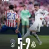 “Le Normand merayakan golnya dalam laga Atletico vs Real Madrid (5-2).”