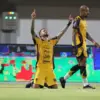 Maxwell Souza mencetak gol untuk Persija Jakarta pada laga melawan Madura Unitied
