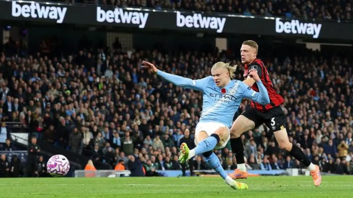 Man City vs Bournemouth, Erling Haaland mencetak gol.