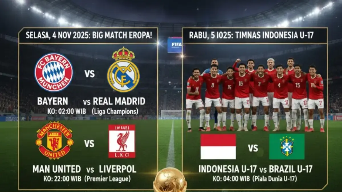 Jangan Lewatkan! Jadwal Lengkap Bola Malam Ini: Timnas U-17, Liga Champions & Premier League Jadwal pertandingan hari ini