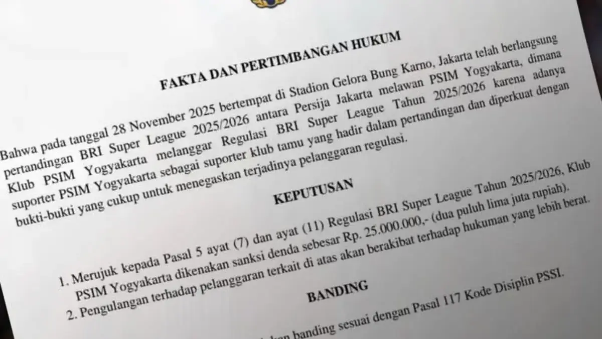 KOMDIS untuk PSIM Yogyakarta Ulah Suporter Away