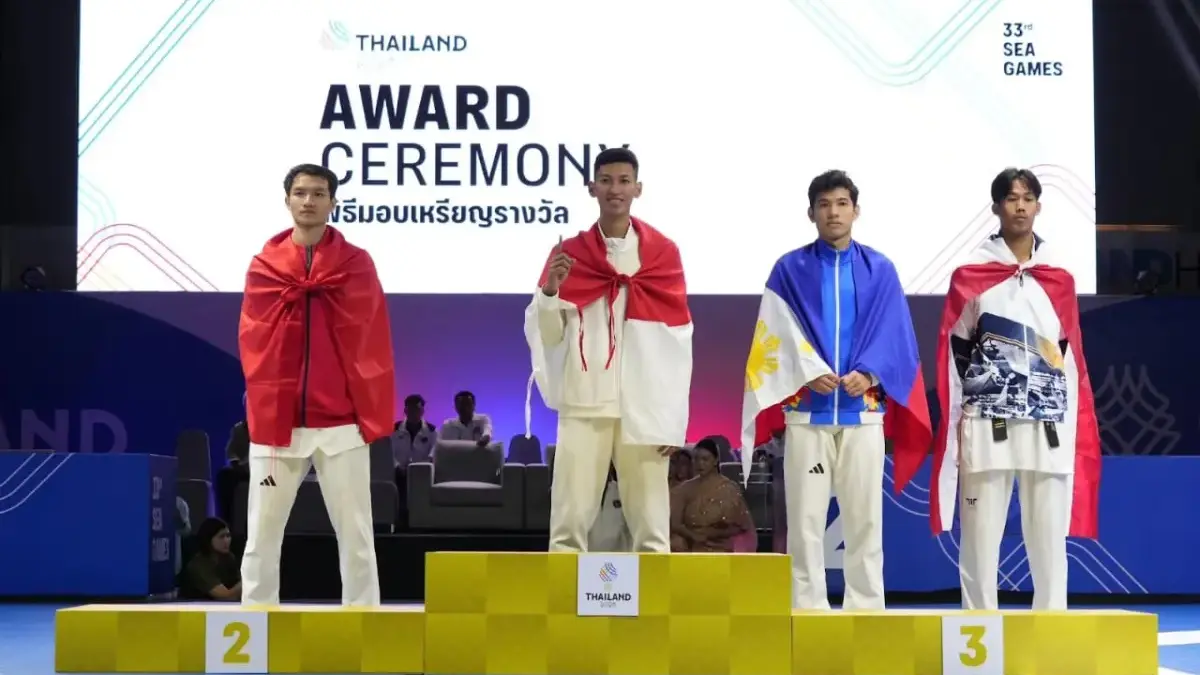 Update Klasemen Medali SEA Games 2025 Minggu 14 Desember: Indonesia Salip Vietnam Usai Tambah 11 Emas! Atlet Taekwondo Indonesia, Arya Danu raih mendali emas di SEA Games 2025