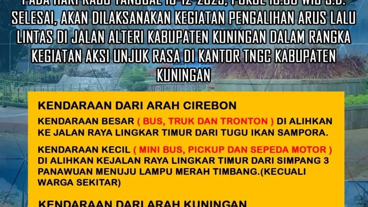 Info pengalihan arus lalu lintas di jalan arteri Kabupaten Kuningan