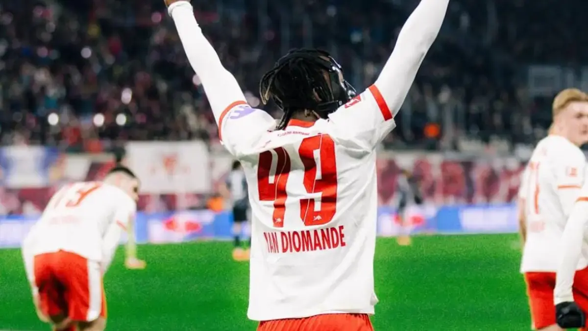Yan Diomande RB Leipzig di Bundesliga 2025, menjadi incaran Liverpool sebagai calon pengganti Mohamed Salah
