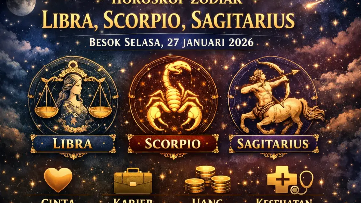 Prediksi Nasib Libra, Scorpio, dan Sagitarius Besok Selasa 27 Januari 2026