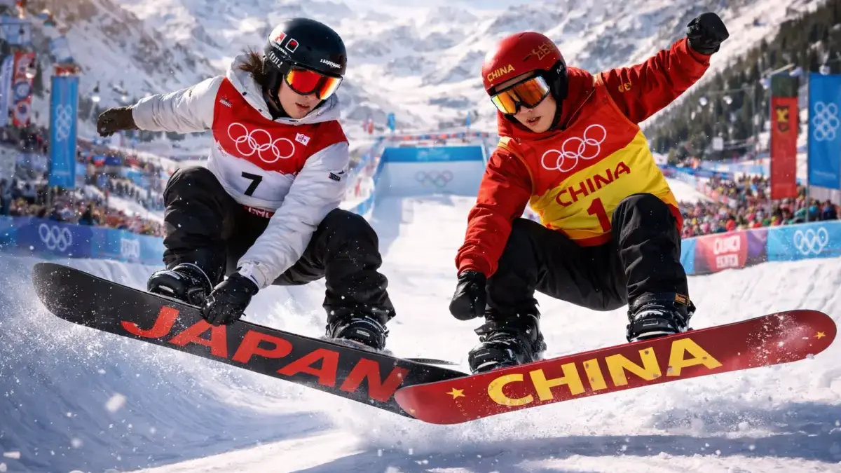 Ilustrasi snowboarding