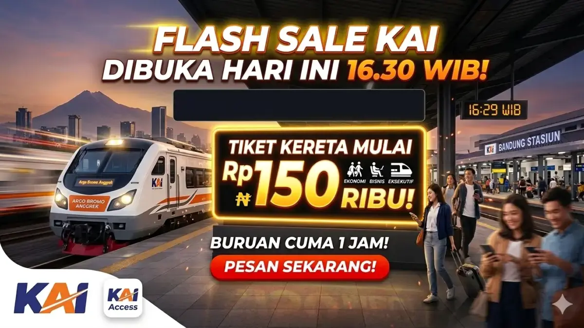 Flash Sale KAI Dibuka Hari Ini 16.30 WIB, Tiket Kereta Mulai Rp150 Ribu, Buruan Cuma 1 Jam! foto