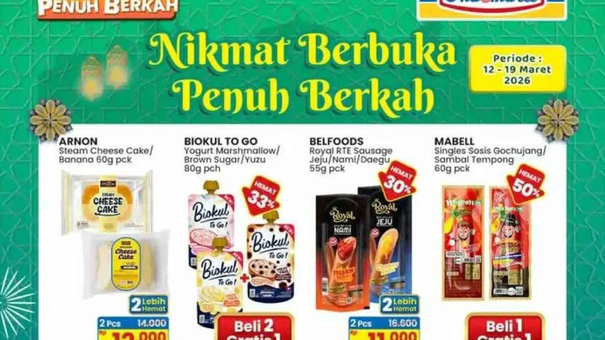 Promo Buka Puasa Hemat di Indomaret: Diskon Snack hingga Beli 2 Gratis 1, Berlaku 12–19 Maret 2026 Promo Indomaret