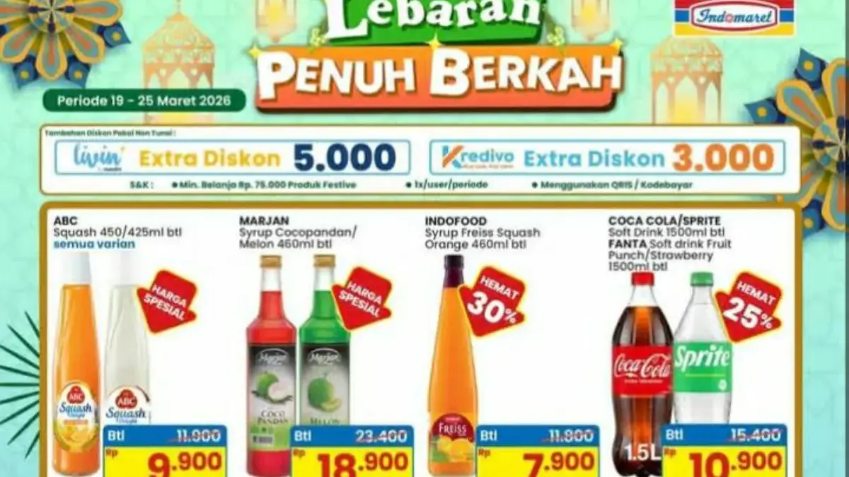 Promo Lebaran Indomaret 19–25 Maret 2026: Diskon Minuman, Kurma hingga Biskuit, Hemat Hingga 40%! Promo Indomaret