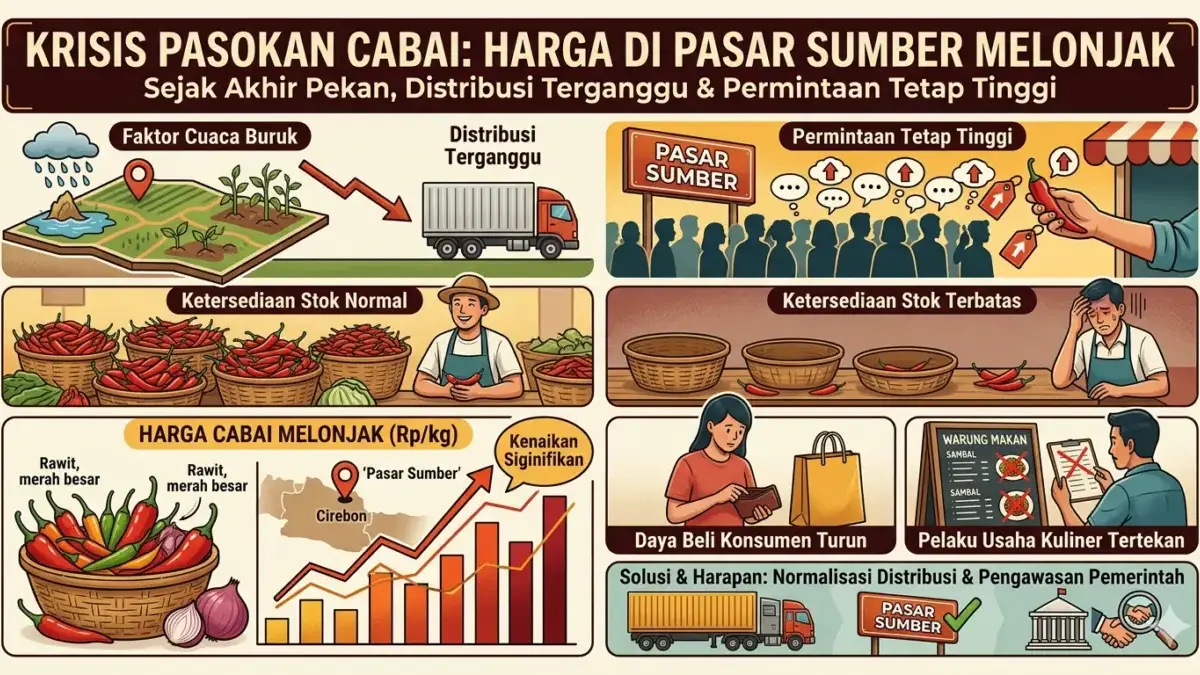 Kenaikan harga cabai kembali menjadi sorotan masyarakat setelah para pedagang di Pasar Sumber