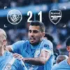 Manchester City berhasil mengalahkan Arsenal FC dengan skor 2-1.