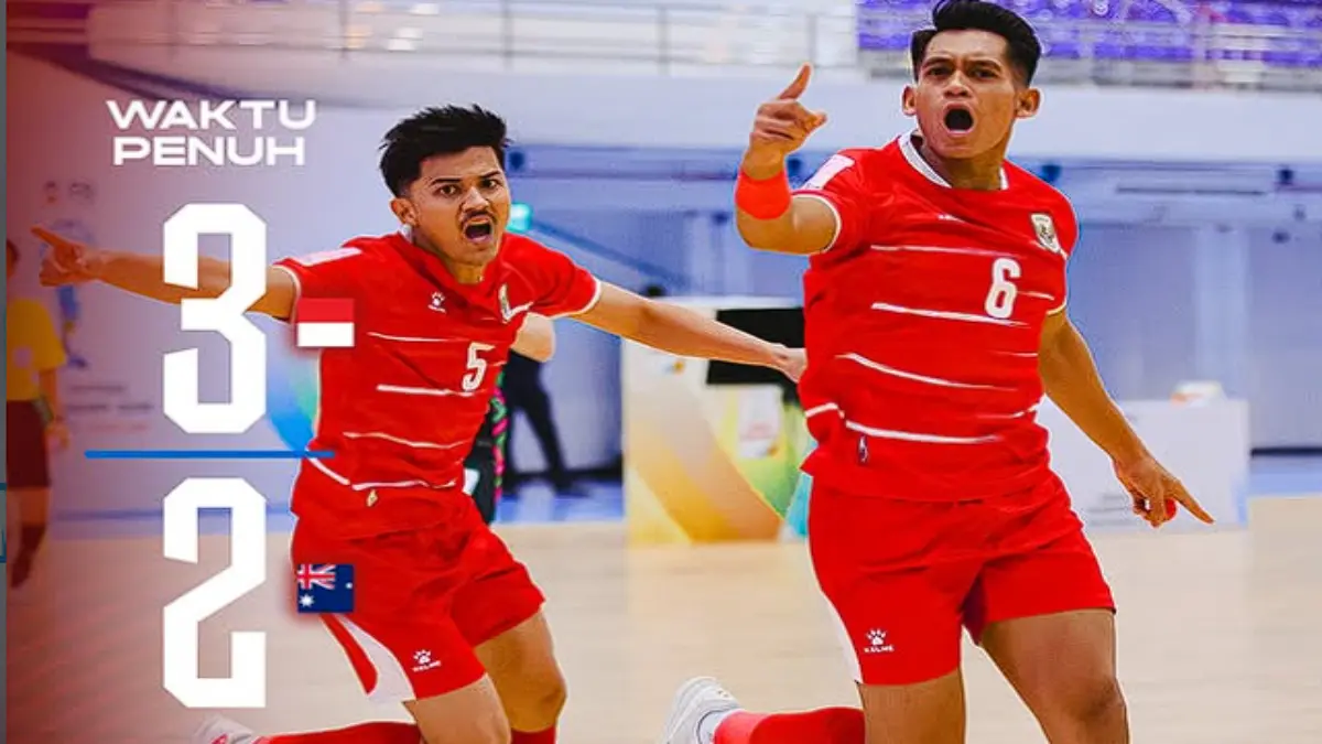 Timnas Futsal Indonesia merayakan kemenangan dramatis 3-2 atas Australia di AFF Futsal 2026