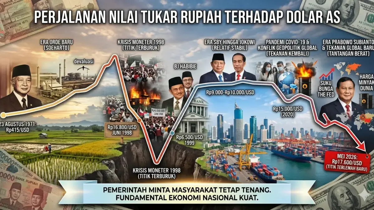 Perjalanan nilai tukar rupiah terhadap dolar Amerika Serikat menjadi cerminan dinamika ekonomi Indonesia.