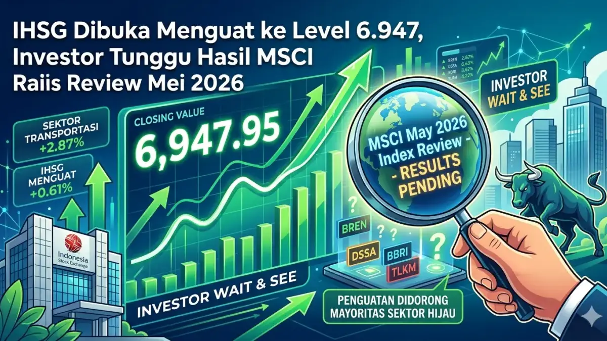 Indeks Harga Saham Gabungan (IHSG) dibuka menguat pada perdagangan Selasa, 12 Mei 2026.