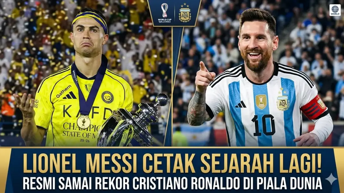 Lionel Messi Cetak Sejarah Lagi! Resmi Samai Rekor Cristiano Ronaldo di Piala Dunia foto