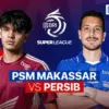 Tampilan siaran langsung Indosiar untuk laga PSM Makassar vs Persib Bandung