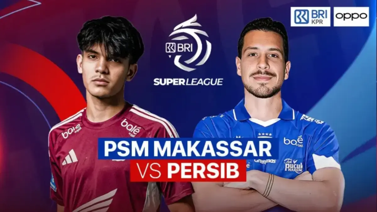Tampilan siaran langsung Indosiar untuk laga PSM Makassar vs Persib Bandung