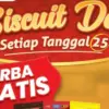 Banner promo Alfamart Biscuit Day 25 Mei 2026 dengan berbagai produk camilan serba gratis