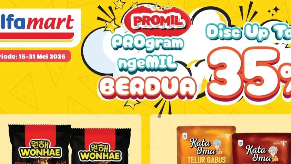 Promo Ngemil Alfamart Mei 2026, Beli 2 Snack Tambah Rp5 Ribu Jadi Buruan Promo ngemil Alfamart beli 2 snack tambah Rp5 ribu Mei 2026