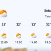 Tampilan prakiraan cuaca Google Cuaca untuk wilayah Cirebon menunjukkan suhu 32 derajat dengan kondisi sebagia