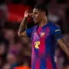 Ferran Torres selebrasi setelah mencetak gol kedua Barcelona ke gawang Real Madrid di Camp Nou