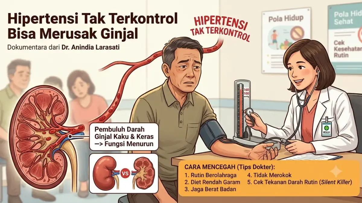 Hipertensi Tak Terkontrol Bisa Merusak Ginjal, Dokter Ingatkan Pentingnya Menjaga Tekanan Darah Menurut dr. Anindia, tekanan darah yang terus-menerus tinggi dapat merusak pembuluh darah kecil di ginjal.