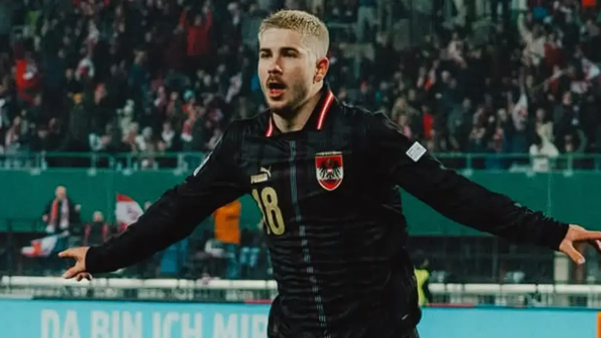 HT! Hasil Babak Pertama Austria vs Yordania: Gol Romano Schmid Bawa Die Burschen Unggul 1-0 Pemain Austria Romano Schmid selebrasi gol
