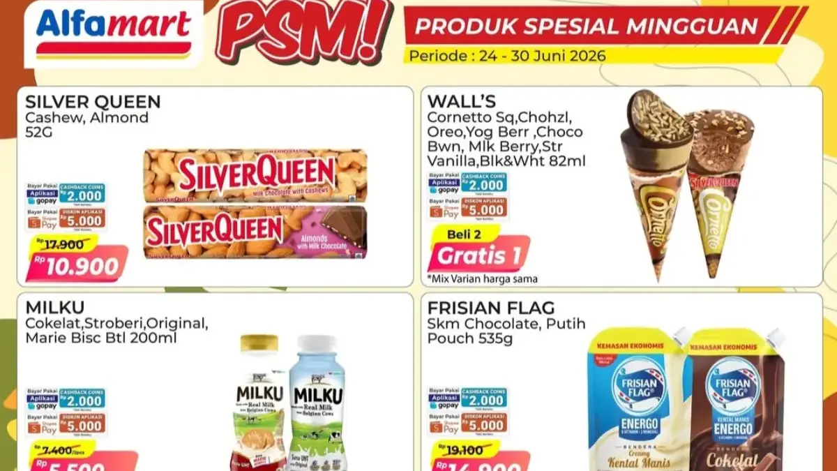 Promo Alfamart PSM 24-30 Juni 2026: Silver Queen Cuma Rp10.900, Milku 2 Pcs Rp9.000 Katalog promo alfamart