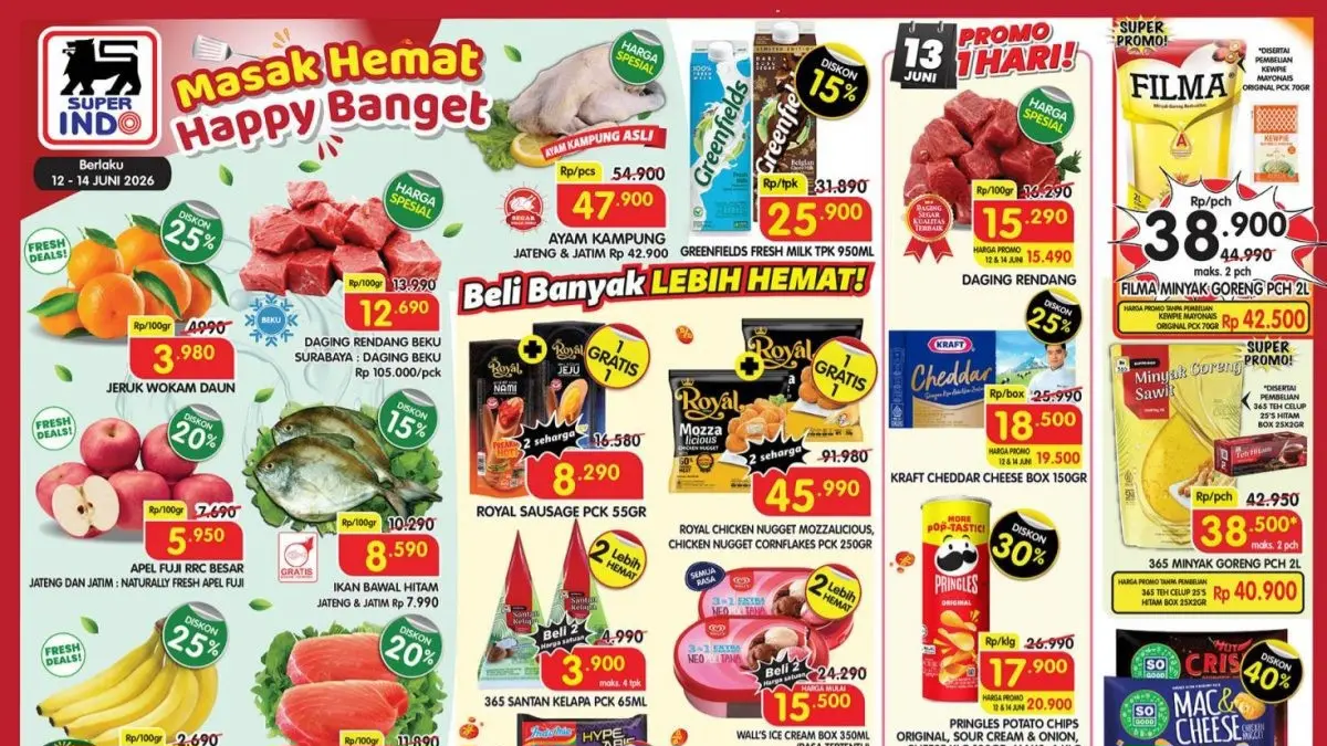 Katalog promo Superindo 12-14 Juni 2026 dengan diskon kebutuhan rumah tangga.