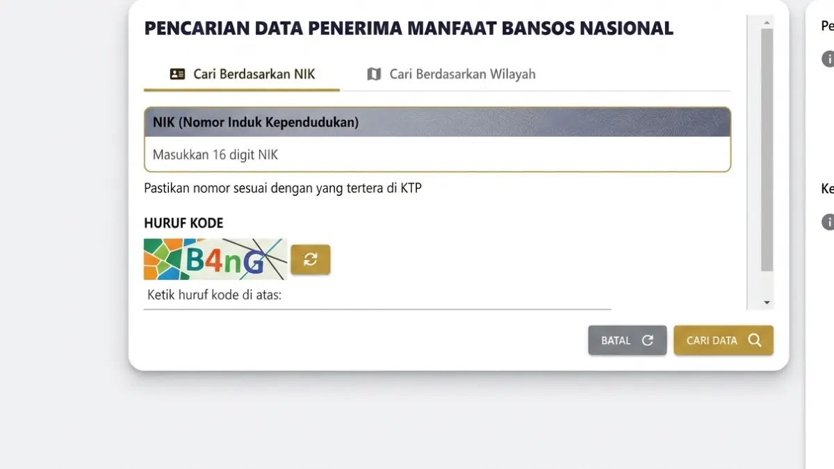 Ilustrasi menampilkan situs cek bansos Kemensos